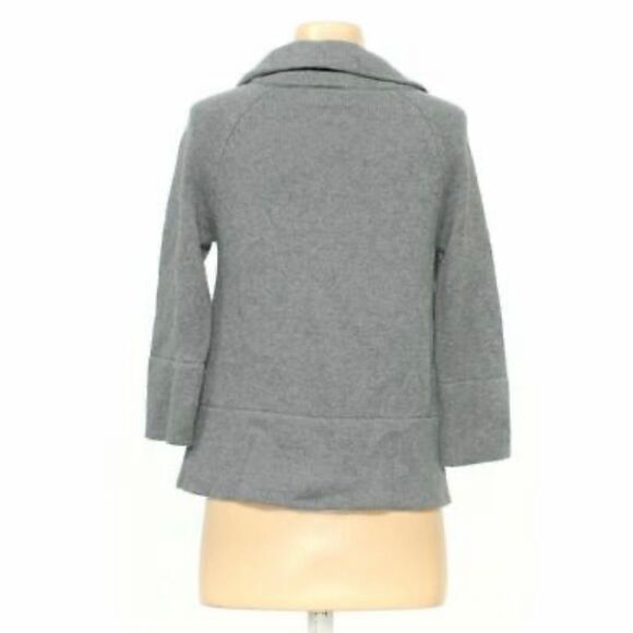 VTG 90s Once Again Gray Cotton Hi Neck Silver Exposed Zipper Cardigan Sweater S - Picture 2 of 10